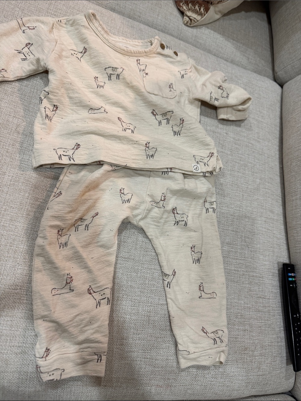Little Planet Cream Llama Print Kids Matching Set